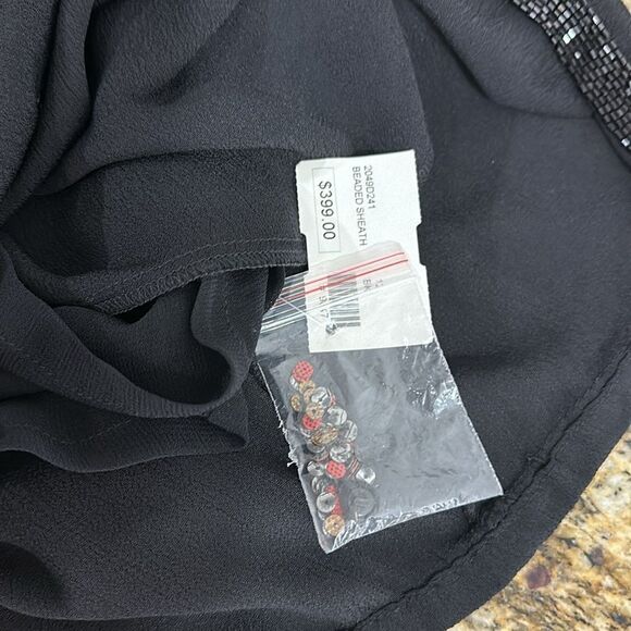 Yoana Baraschi Black Long Sleeve Rhinestone Beaded Sheath Dress Size 12 - Picture 6 of 13